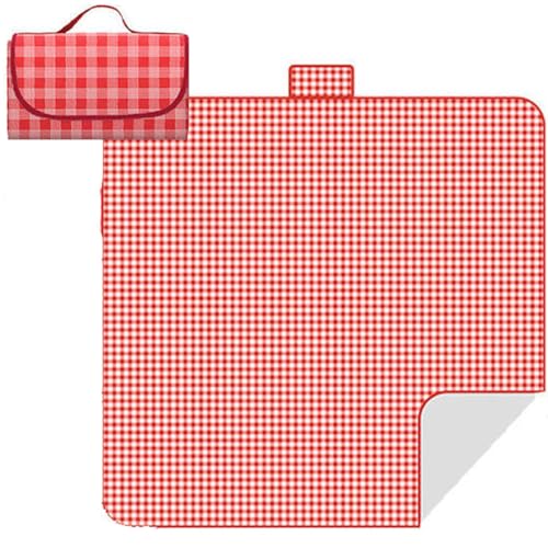 Outdoor Picnic Blanket,Extra Large Picnic Blanket Beach Blankets, Picnic Mat Waterproof Sand Proof Foldable Portable for Outdoor Camping Hiking Travel Grass Music Festival Lawn Mats (red) - color: Red