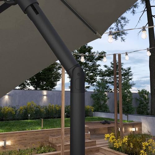 Sunline 7.5 ft Patio Umbrella with Crank & Push Button Tilt, Outdoor Market Umbrella with UV Protection & Wind Vent, Metal Frame for Deck, Pool & Table, Taupe - color: Taupe, size: 7.5 foot