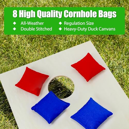 Nova Microdermabrasion 4x2Ft or 3x2Ft Solid Wood Cornhole Game Board with 8 Bean Bags and Carrying Case for Outdoor Yard Beach Lawn Party Backyard - style: Regulation Size 4×2ft