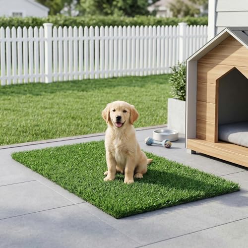 Fasmov Green Artificial Grass Rug Grass Carpet Rug 3.2' x 6.5', Realistic Fake Grass Deluxe Turf Synthetic Turf Thick Lawn Pet Turf -Perfect for Indoor/Outdoor