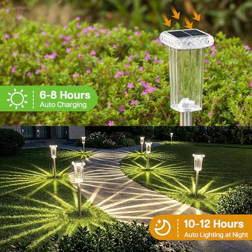 Solar Lights Outdoor 4 Pack LED Waterproof 10 Modes Pathway Outside Lights for Yard Garden Walkway Driveway Landscape Path Lighting, 3000K/4500K/6000K White & 6 Fixed Colors & Color Changing - color: 4 Pack