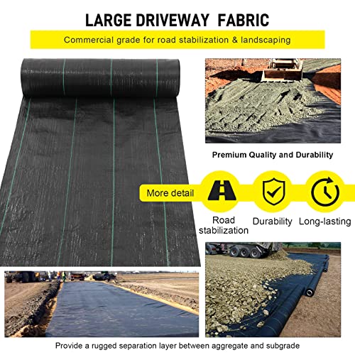 Driveway Fabric, 13x115 ft Commercial Weed Barrier, Heavy Duty 5oz French Drain Fabric for Erosion Control, Landscape Projects - size: 13 x115 ft-5OZ