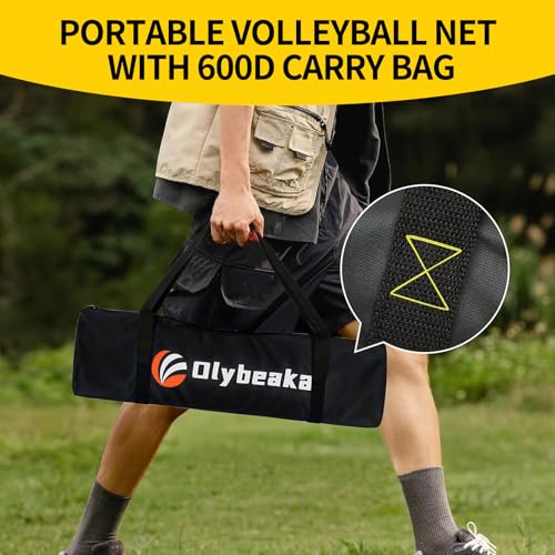 20FT Outdoor Volleyball Net Set System for Backyard Beach with Anti-Sagging Net, Iron Adjustable Height Poles, Soft PU Volleyball and Pump, Carry Bag - Instant Set Up & Durable - color: Black and Green