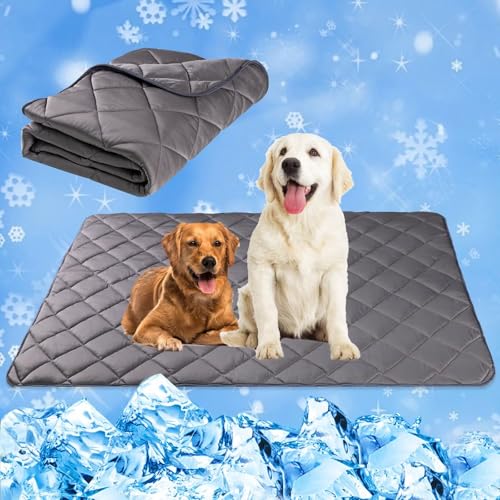 Paw Legend Dog Cool Mat for Dogs & Cats - Cool Tech Fabric, Washable Dog Sleeping Pad for Kennel, Sofa, Bed, Floor, Car Seats - Summer Cooling Blanket, Small - color: Gray, size: Small（28x22")