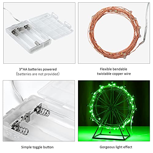 Ariceleo Mini St. Patrick's Day Fairy Lights Battery Operate, 4 Pack Copper Wire 3*AAA Battery Powered Led Starry Fairy String Lights for Bedroom, Christmas, Party, Wedding, Decoration(5m/16ft Green) - color: Green, size: 4 Pack