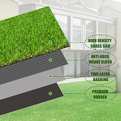 FREADEM Artificial Grass Turf for Pet Dogs 4' x 6', Fake Grass Lawn with Drain Holes, Indoor Outdoor Synthetic Grass Mat for Garden Gym Patio Balcony Playground Backyard, Height 0.8 Inch - size: 4' x 6'