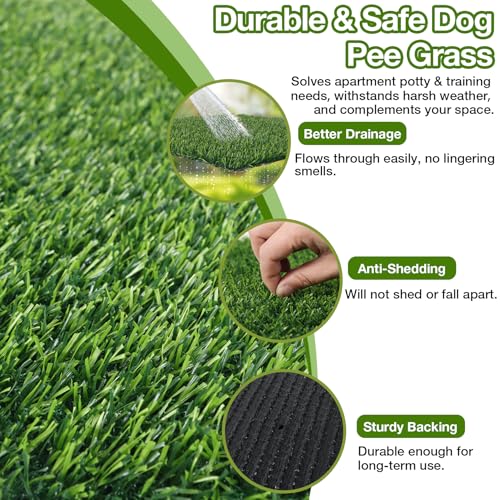 TOOKOO 2 Pack Fake Grass Pee Pad for Dogs Potty Traning - 16"x24" Replacement & Realistic Pet Artificial Grass Patch Turf Indoor Outdoor Use - size: 16inchx24inch - 2 Pack