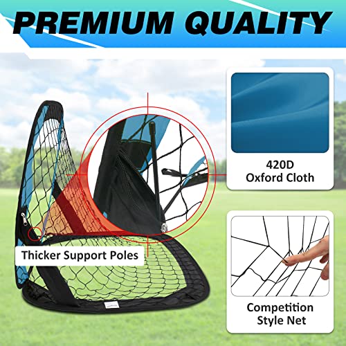 BOHEN Pop Up Soccer Goals for Kids-Foldable Portable Soccer Net for Outdoor Indoor Backyard Beach - color: Grey Blue, style: 3.3x2.2 FT, 2 Pieces