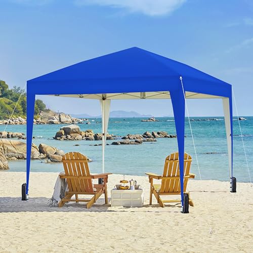 Yaheetech 12x12 Pop Up Canopy with 4 Removable Sidewalls, Portable Enclosed Instant Tent, Waterproof Outdoor Tent, Beach Sun Shelter with 4 Sandbags, 12 Stakes & 4 Ropes, Blue - color: Blue, size: 12x12
