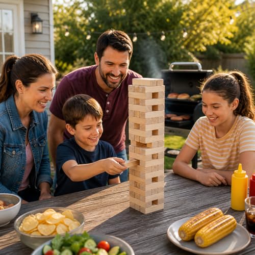 Giantville Giant Tumbling Timber Toy - STEAM-Credited Premium Pine Wood Blocks Tower - Indoor/Outdoor Yard Game for Kids & Adults - 56 Pieces + Carry Bag - Grows to Over 4 Feet - size: X-Large