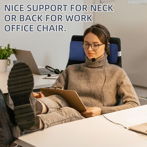 Headrest Pillow for Patio Chaise Lounge Chair, Outdoor Chaise Pillows with Adjustable Elastic Stripe Head Resting Pillows for Recliner Office Chair, Dark Blue - color: Dark Blue