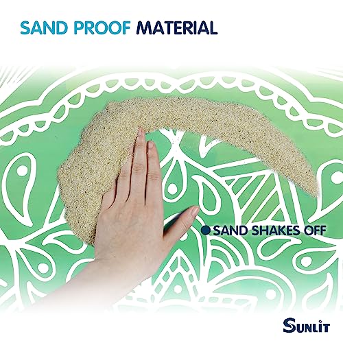 Sunlit Silky Soft Sand Proof Beach Blanket 106"x81" / 85"x72" Sand Proof Mat with Corner Pockets and Mesh Bag for Beach Party, Travel, Camping and Outdoor Music Festival, Mandala - color: Green Violet, size: 120"x108"