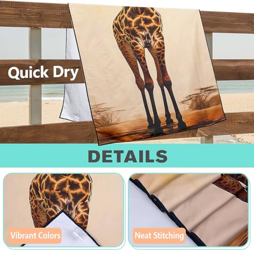 Brown Giraffe Beach Towel Oversized 36" x 72", Thin Lightweight Sand Free Quick Dry Microfiber Towel for Swimming Pool Cruise Camping Travel - color: Color_10