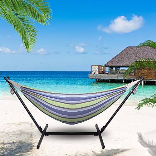 Camping Hammock with Stand, Portable Hammock with Stand, Outdoor Hammock Heavy Duty Hammock Bed 250lbs Capacity Travel Bed with Carrying Case for Backpacking, Travel, Beach, Backyard, Patio, Hiking - color: A