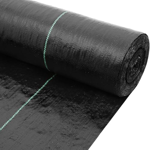DWALE Driveway Fabric, 4x300 ft Polyethylene 4OZ Woven Black Weed Barrier Fabric for Erosion Control, Landscaping & Construction Projects - size: 4x300 Ft-4oz