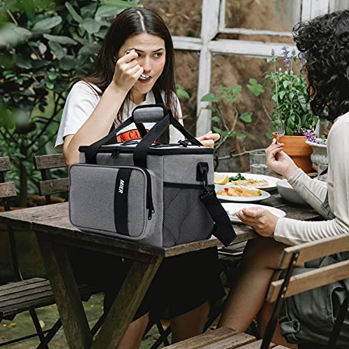 MIER Mens Lunchbox for Work Insulated 24 Cans/15L Large Lunch Bags Leakproof Adult Women Lunch Box Coolers for Travel Beach Picnic Office, Gray - color: Light Gray
