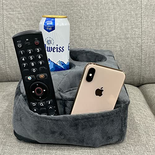 Couch Cup Holder Pillow, Couch Drinks Remotes Holder for Center of Couch, for Sofa, Bed, RV, Car (Gray) - color: Gray