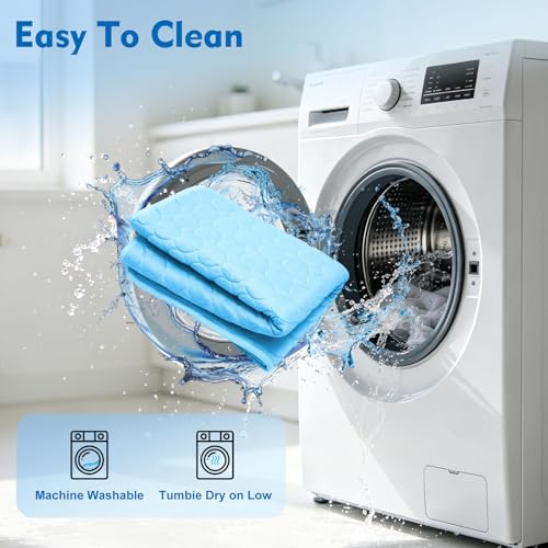 SOMOYA Dog Cooling Mat (Q-Max>0.4) Pet Cooling Pads Blanket Sleeping Kennel Mat,Ice Silk Cool Mat Pad Breathable Dog Bed Mats Beach for Large Dogs Cats (Blue, 39x59 in) - color: Blue, size: 39x59 in