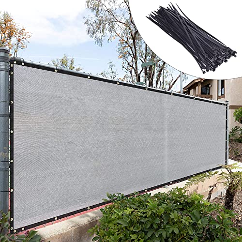 Royal Shade 6' x 10' Grey Fence Privacy Screen Windscreen Cover Netting Mesh Fabric Cloth - Cable Zip Ties Included (We Make Custom Size) - color: Gray, size: 0 6' x 1 0'