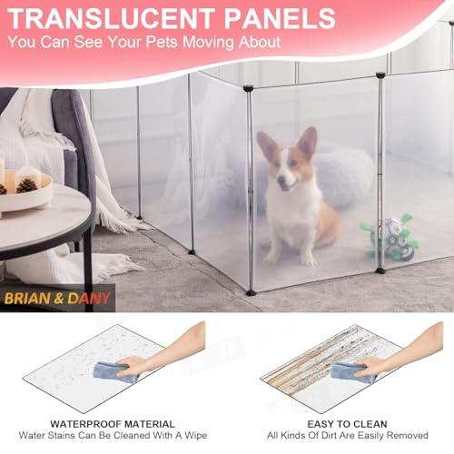 BRIAN & DANY Dog Playpen Portable for Small Animals, Dog Play Pen Indoor, Transparent Pet Playpen for Puppies, Cats, 80" L x 40" W x 28" H - style: 80" L x 40" W x 28" H