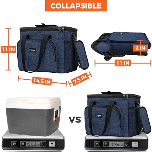 OPUX Soft Cooler Bag, Insulated Collapsible Lunch Cooler Tote for Men Work Camping Beach Travel, Portable Soft Sided Leakproof Waterproof Large Lunch Bag Box with Shoulder Strap 30 Cans, Heather Navy - color: Heather Navy, size: 30 Cans