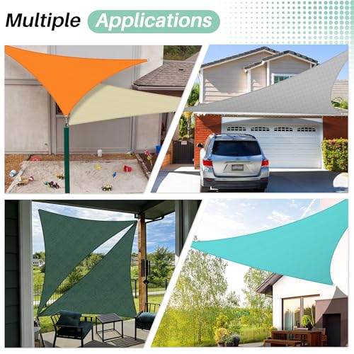 SunnyRoyal Sun Shade Sail 10'x10'x14.1' Right Triangle UV Block Sunshade Canopy Awning Shade Cloth for Outdoor Patio Garden Swimming Pool (Light Grey)
