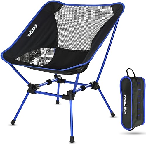 MARCHWAY Ultralight Folding Camping Chair, Heavy Duty Portable Compact for Outdoor Camp, Travel, Beach, Picnic, Festival, Hiking, Lightweight Backpacking (Dark Blue) - color: Dark Blue