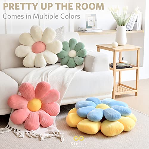 Sioloc Flower Pillow Shaped Throw Pillow Butt Cushion Floor Pillow,Seating Cushion,Cute Room Decor & Plush Pillow for Bedroom Sofa Chair(White,15.7'') - color: White
