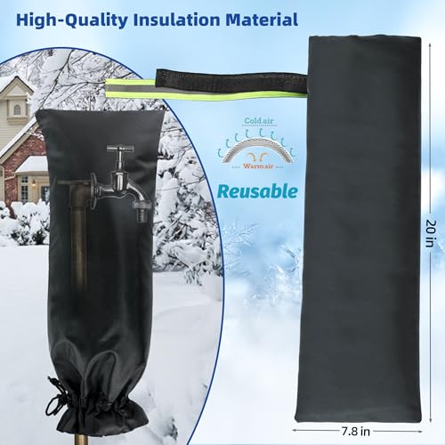 Outdoor Faucet Covers for Winter Freeze Protection 2 Pack Reusable Garden Faucet Cover Socks for Various Faucet Water Spigot Pipe Hose Bib,Waterproof Insulated Anti-Freeze Covers-XL - style: Reflective Velcro and Drawstring