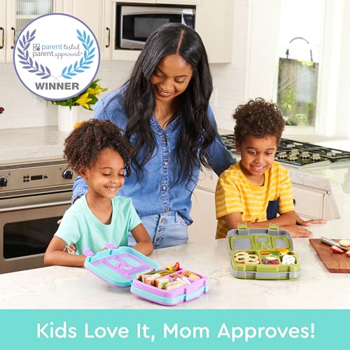 Bentgo Kids Prints Leak-Proof, 5-Compartment Bento-Style Kids Lunch Box - Ideal Portion Sizes for Ages 3-7, Durable, Drop-Proof, Dishwasher Safe, & PFAS & BPA-Free Materials (Mermaid Scales) - color: Mermaid Scales