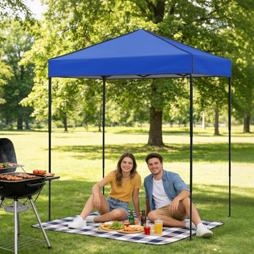 6x4 Pop Up Canopy Tent, Instant Portable Beach Canopy, Outdoor Tent with Carry Bag for Camping, Sports, Tailgating, Events, Blue - color: Blue, size: W/O Wall