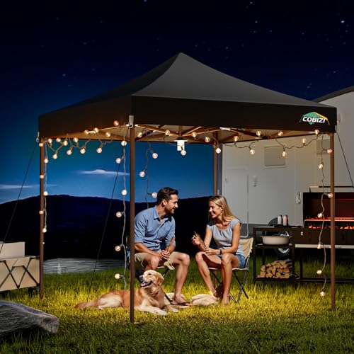 COBIZI 10x10 Pop Up Canopy Tent Heavy Duty with 4 Sidewall, Commercial Outdoor Easy Pop Up Gazebo for Party Wedding All Weather Waterproof UV 50+ with Carry Bag(Leg Upgraded),Black - color: Night Black, size: 10x10 FT