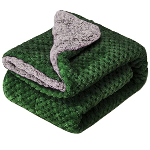 Fuzzy Blanket or Fluffy Blanket for Baby Girl or boy, Soft Warm Cozy Coral Fleece Toddler, Infant or Newborn Receiving Blanket for Crib, Stroller, Travel, Outdoor (24" x 32", DG-Black Green) - color: Dg-black Green, size: Blanket (24" x 32")