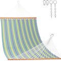 Lazy Daze Hammocks Quick Dry Hammock with Spreader Bar Textliene Fabric Double 2 Person Hammock with Chains Outdoor Patio Poolside Backyard Beach 450 lbs Capacity, Blue Green Stripes - color: Blue Green Stripes