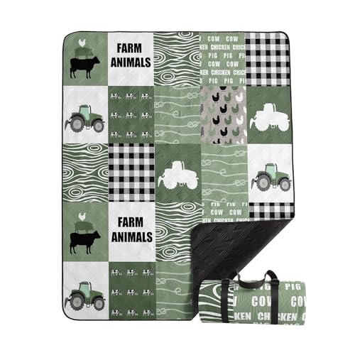 Outdoor Picnic Blanket,Portable Sandproof Waterproof Picnic Mat,Farm Animals Printed Camping Beach Mat for Sand and Wet Grass Hiking (Farm Animals L) - color: Farm Animals, size: Extra Long - 78"x78"