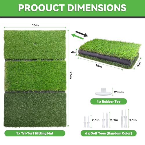 COSPORTIC Golf Hitting Mat, Golf Training Mat for Swing Path Feedback Detection Batting,Extra Replaceable Golf Practice Mat, Golf Gifts for Men Women for Home Indoor Outdoor - color: Tri-Turf mat