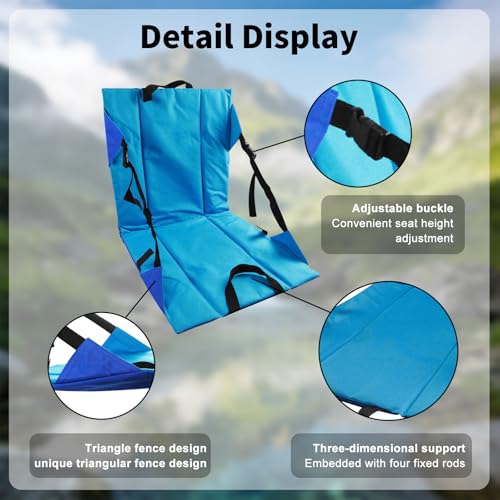 Folding Stadium Seat Cushion with Backrest, Portable Bleacher Pad for Camping, Fishing,15.8'' x 16.5'',Lightweight Chair with Backrest for Outdoor Sports and Concerts(Blue and Purple) - color: Blue and Purple
