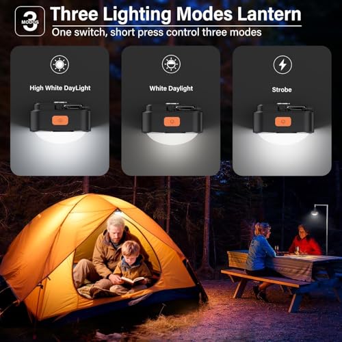 Rechargeable Camping Lights FLY2SKY 6Pcs Black Tent Lights Mini Flashlight Portable LED Camping Lantern Survival Gear Camping Accessories for Hiking Backpacking Fishing Hurricane Emergency Outage - style: 6 Pcs Black
