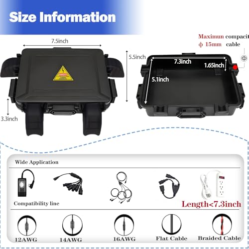 Small Outdoor Electrical Box,Waterproof Extension Cord Cover(Inner 7.3 * 5.1 * 1.6 inch) Weatherproof Connection Box w/4 Cable Entry Protect for Plug,Connector,Festive Light (2 PCS, Black) - color: 2PCS, size: Small