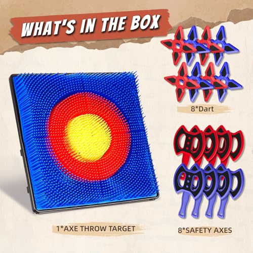 Axe Throwing Game for Backyard, Axe Throwing Target Set with 16 Throwing Axes Outdoor Games Indoor Carnival Yard Lawn Backyard Games for Age 6-12 - style: Axe Throwing Target Set