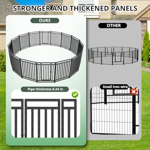 Dog Playpen Metal Dog Fence Outdoor for Yard 32" Height 48 Panels Portable Dog Pen Pet Kennel for RV Camping(Black-Silver) - size: 32" Height, style: 48 Panels