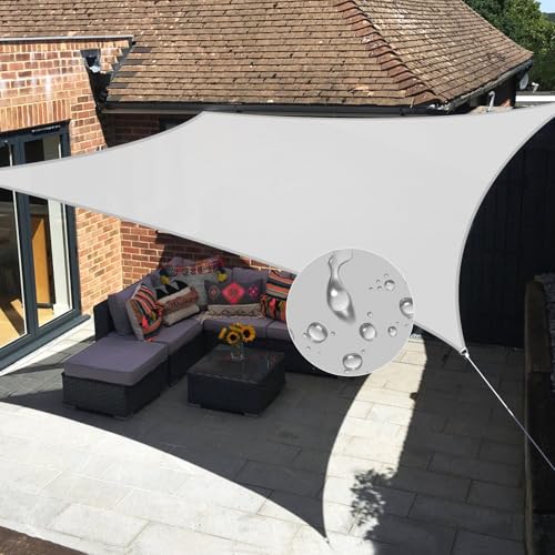 Windscreen4less 5'x5' Waterproof Sun Shade Sail Rectangle Shade Canopy Cover UV Block for Backyard Patio Deck Balcony Pergola Garden (Light Gray) - color: Light Gray, size: 5' x 5'