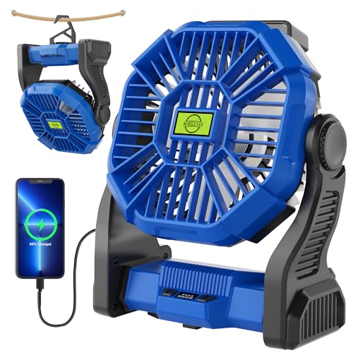 Portable Fan Rechargeable，270° Rotating Portable Cordless Battery Powered Camping Fan Rechargeable, USB Desk Personal Outdoor Camping Fans for Tents,Travel X23 Blue - color: Blue