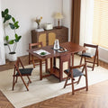 VINGLI 5-Piece Folding Dining Table Set, Extendable Drop Leaf Solid Wood Table with 4 Chairs, Drawers & Wheels, Space-Saving Design for Kitchen, Walnut - color: Walnut