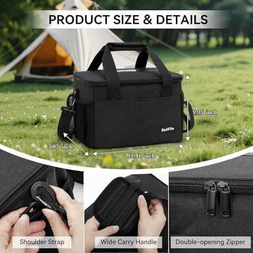 6 Cups Drink Carrier for Delivery, Reusable Cup Holder with Handle, Insulated Collapsible Drink Carrier, Adjustable Dividers, Shoulder Strap, Portable Cooler Tote Bag for Delivery, Travel, Car (Black) - color: Black