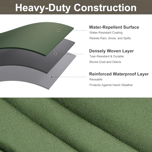 Canvas Tarp 10x12 Feet, 12 Oz Heavy Duty Water Resistant with Rustproof Grommets, UV Resistant, Multipurpose Outdoor Tarpaulin for Camping, Canopy, Woodpile, Trailer (Green) - color: Green, size: 10x12