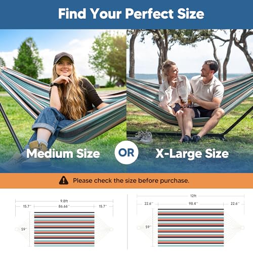 SUNCREAT Hammocks Outdoor Camping Double Hammock, 2 Person Patio Hammock, Green & Red - color: Green & Red, size: Medium