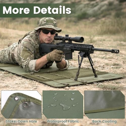 Shooting Mats Prone Padded,Extra Large Tactical Training Shooting Mat for Range Shooting & Hunting, Compact Foldable Water-Resistant Anti-Slip Base with Carry Strap Hunting Mat - color: Green