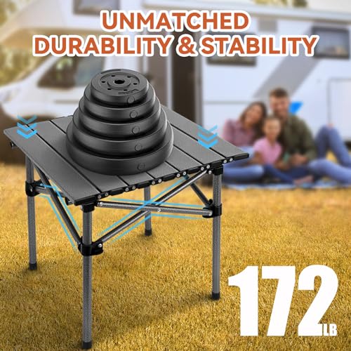 Opliy Portable Folding Camping Table for 2-4 Persons Aluminum Collapsible Table Lightweight with Carry Bag for Camping, Hiking, Picnics, BBQ, Beach Trips & Tailgating - size: L (20.8 Inch)