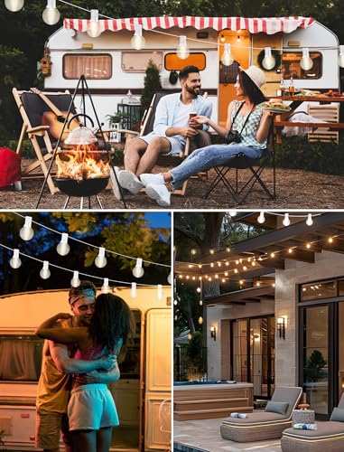 25FT Frosted White Lights G40 Globe Outdoor String Lights Patio Lights with 25 Frosted White Globe Bulbs - White Wire - color: 25FT Frosted white, size: 25 Feet